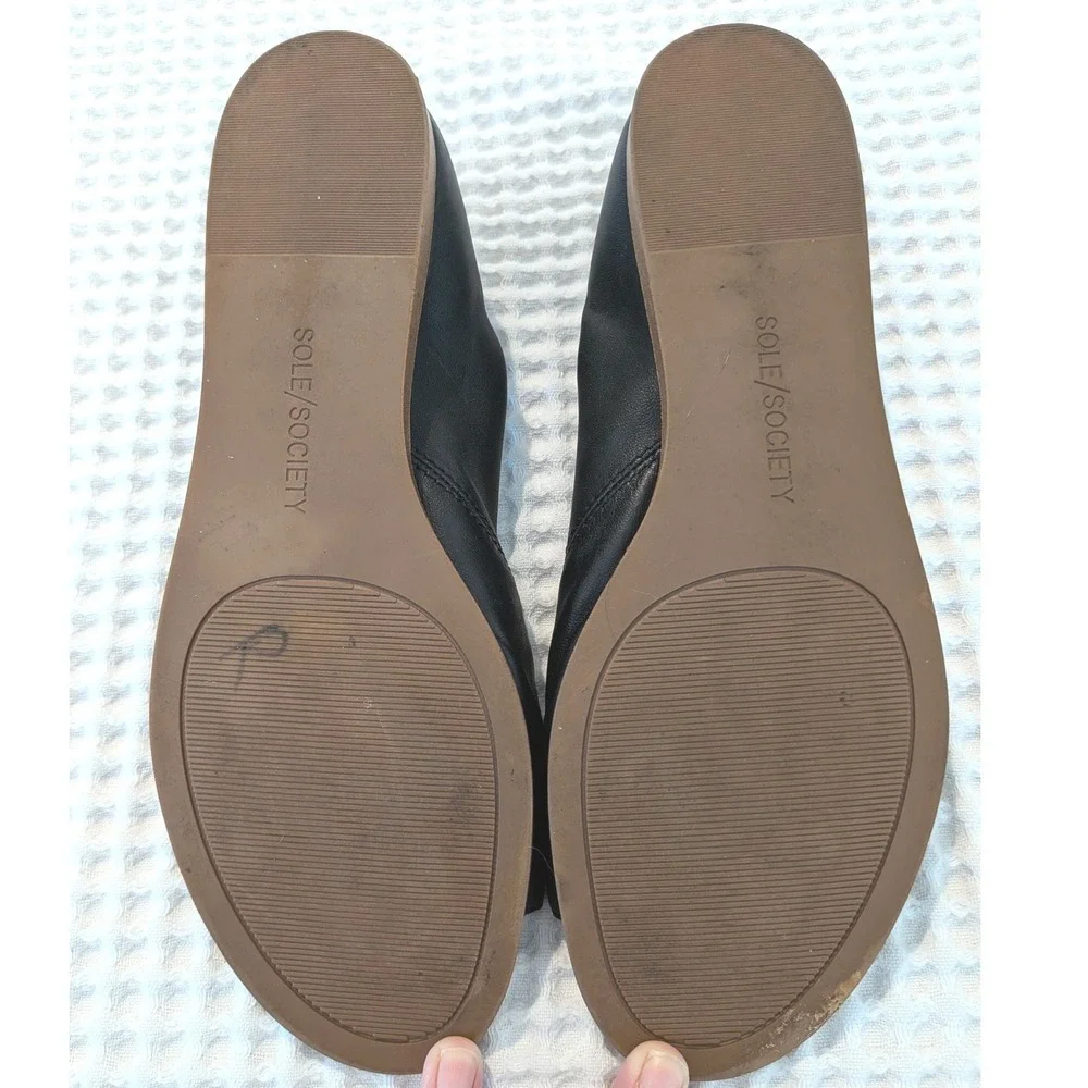Sole Society Black Leather Asymmetrical Open Toe d'Orsay Flat Sandals Womens 8.5 - Picture 4 of 8